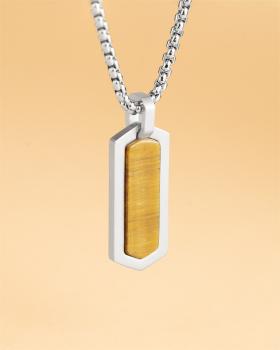 Preview: Halskette aus Edelstahl mit einem Tigerauge-Stein - Roma Silver Tiger